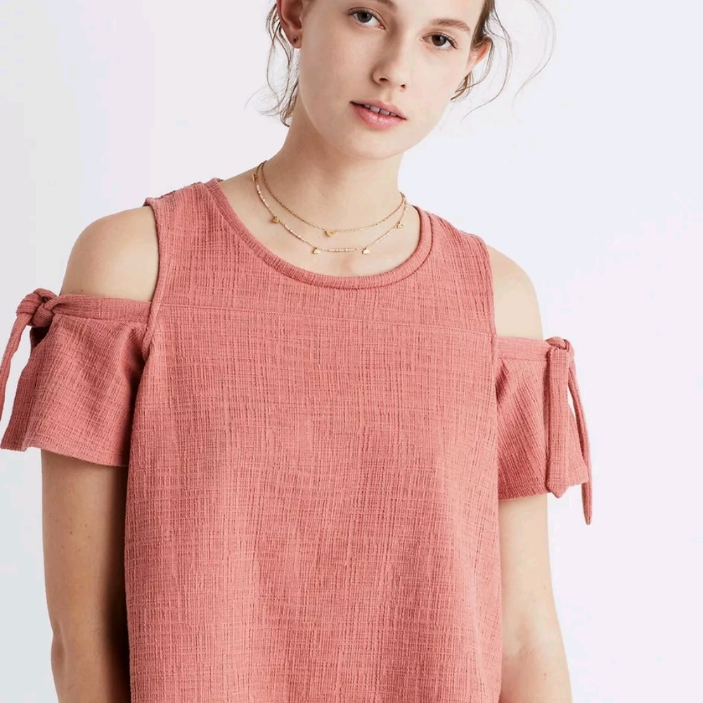 Madewell Pink Barbiecore Cut Out Tie Front Blouse